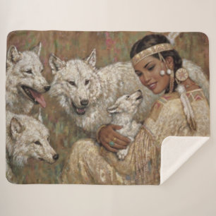 INDIAN MADIEN UND WOLVES SHERPADECKE