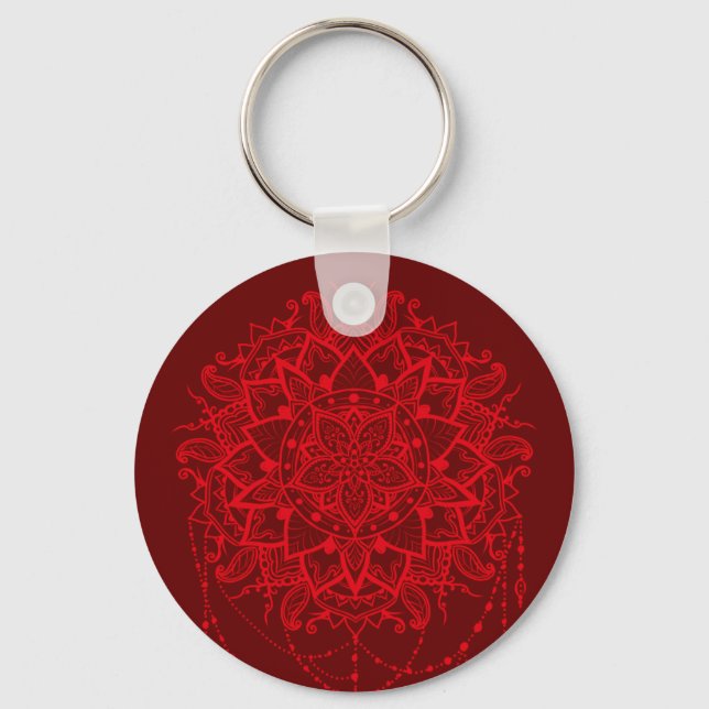 Indian Mandala burgundy Art Schlüsselanhänger (Vorderseite)
