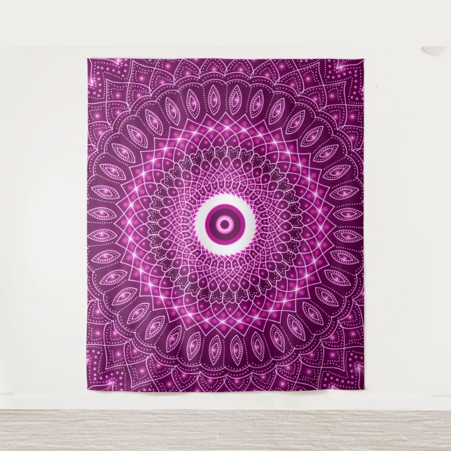Indian Mandala pink Moderne Moderne Stilvolle Yoga Wandteppich (Vorderseite)