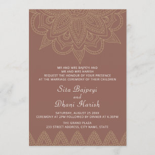 Indian Mehndi Hindu Elegant Natural Wedding Einladung