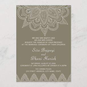 Indian Mehndi Hindu Elegant Stilvolle Grüne Hochze Einladung