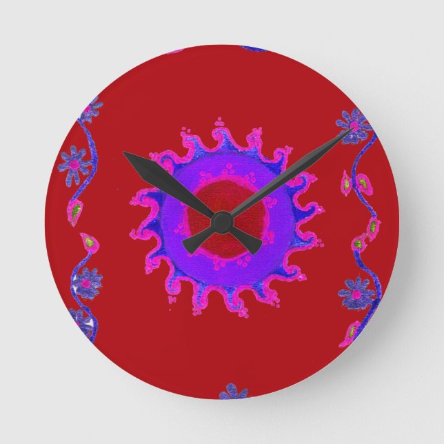Indian Motiv Mendi Art Wanduhr (Vorderseite)