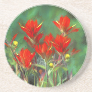 Indian Paintbrush Gemälde - Originale Blumenkunst Getränkeuntersetzer