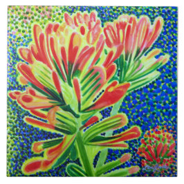 Indian Paintbrush Keramik Tile, CA Native Pflanze Fliese