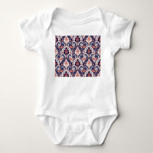 Indian Paisley: Blumenmedaille Nahtlos. Baby Strampler