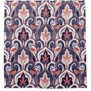 Indian Paisley: Blumenmedaille Nahtlos. Duschvorhang