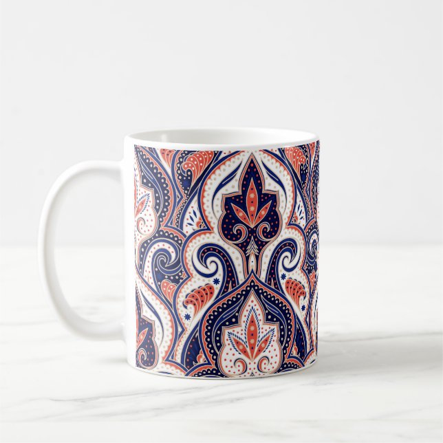 Indian Paisley: Blumenmedaille Nahtlos. Kaffeetasse (Links)
