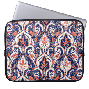 Indian Paisley: Blumenmedaille Nahtlos. Laptopschutzhülle