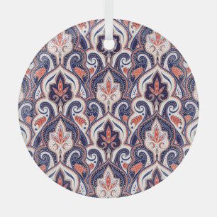 Indian Paisley: Blumenmedaille Nahtlos. Ornament Aus Glas