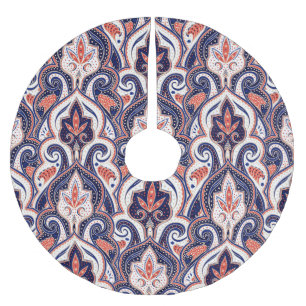 Indian Paisley: Blumenmedaille Nahtlos. Polyester Weihnachtsbaumdecke