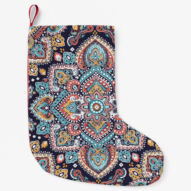 Indian Paisley: Ethnisches Mandala Muster Kleiner Weihnachtsstrumpf (Vorderseite)