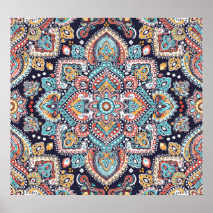 Indian Paisley: Ethnisches Mandala Muster Poster