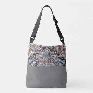 Indian Paisley: Ethnisches Mandala Muster Tragetaschen Mit Langen Trägern