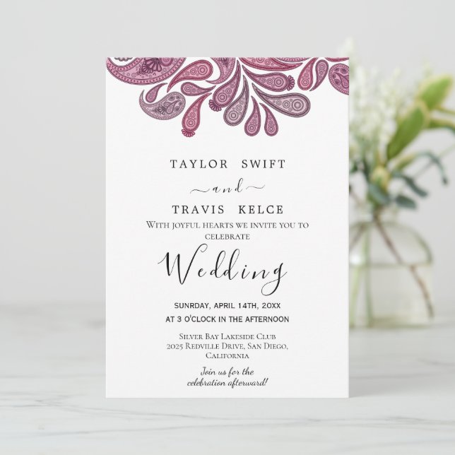 Indian Paisley Gold Faire-part de mariage (Debout devant)