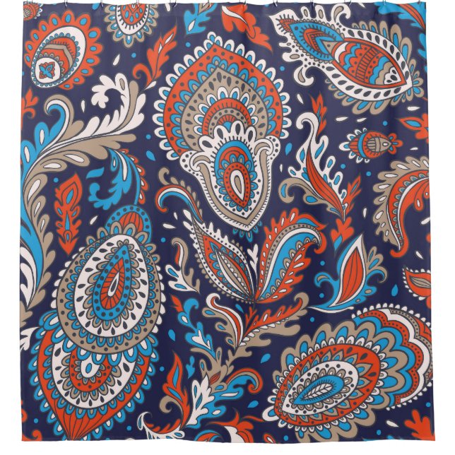 Indian Paisley Medallion Ethnisches Muster. Duschvorhang (Vorderseite)