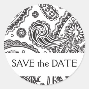 Indian Paisley Save the Date Runder Aufkleber