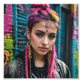 Indian Pakistani Beautiful Alternative Punk Girl Fotodruck
