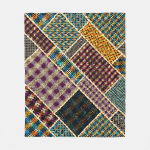 Indian Patchwork: Texturierte Leinwand Imitation. Fleecedecke