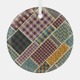 Indian Patchwork: Texturierte Leinwand Imitation. Ornament Aus Glas