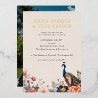 Indian Peacock Blume Foto Wedding Save the Date