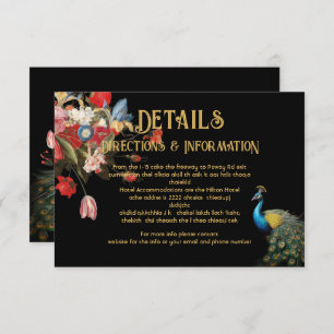Indian Peacock Floral Mariage Détails carte d'info