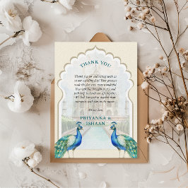 Indian Peacock Gold Taj Mahal Ästhetische Hochzeit Dankeskarte