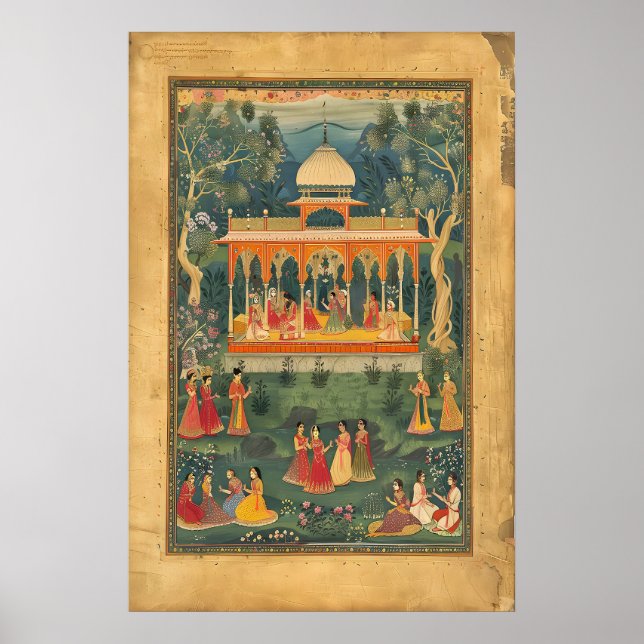 Indian Pichwai Art Poster Mughal Royal Pavilion (Devant)
