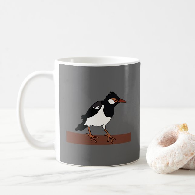 Indian Pied Myna Bird Art Kaffeetasse (Mit Donut)