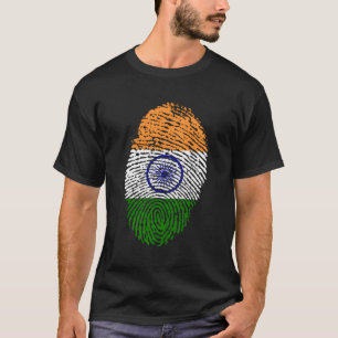 Indian Pride Fingerprint I Liebe Indien Flaggen-Am T-Shirt