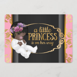 Indian Princess Baby Dusche Rosa und Schwarz Einladung
