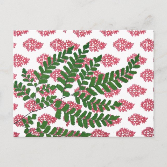 Indian Print Pink & Fern Postkarte (Vorderseite)