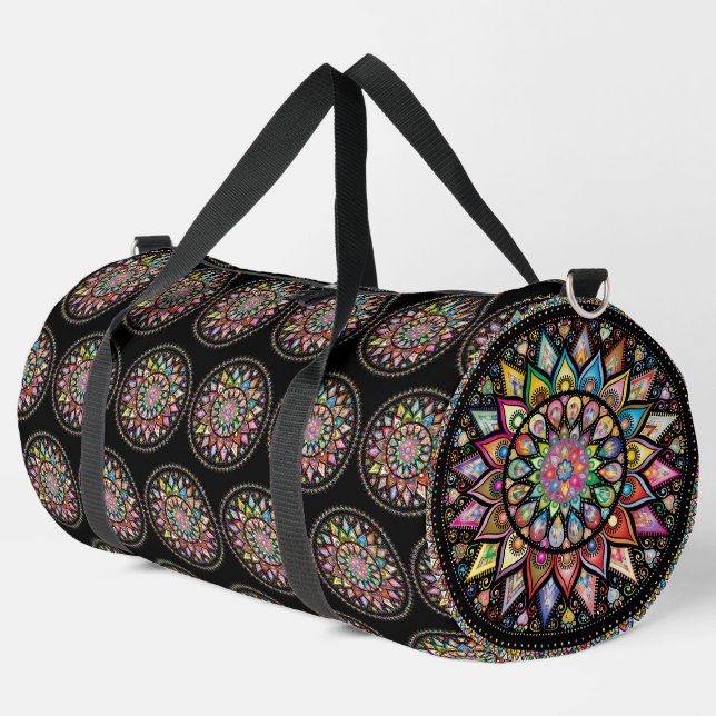 Indian Rainbow Mandala Grand Duffel Sac (Coin gauche)