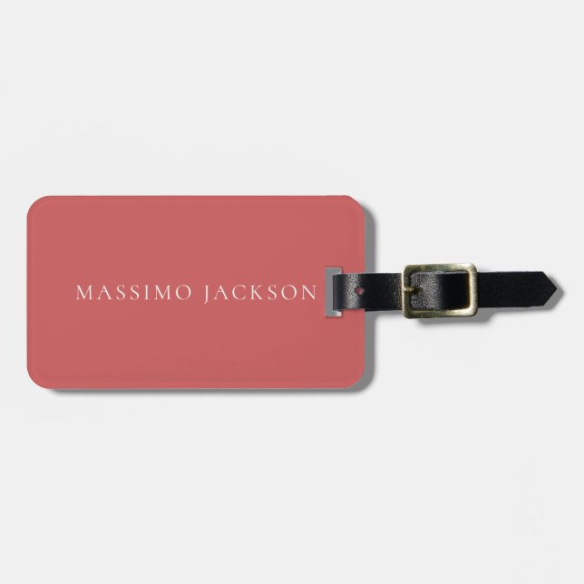 Indian Red Minimalist Plain Modern Aesthetic Look Gepäckanhänger (Vorderseite horizontal)