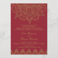 Indian Rich Red Gold Mehndi Hindu Wedding