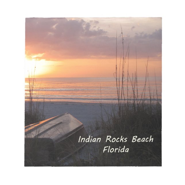 Indian Rocks Beach Florida Sunset Beach Boat Notizblock (Vorderseite)