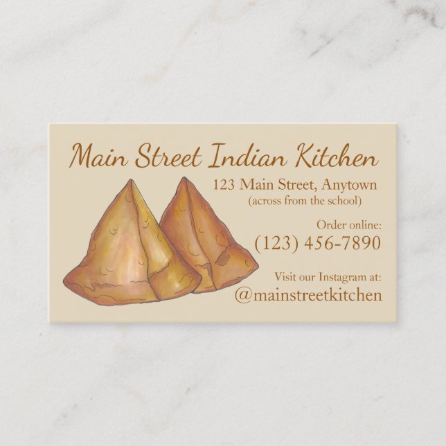 Indian Samosas Restaurant Food Cooking Koch Visitenkarte (Vorderseite)