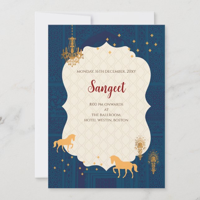Indian Sangeet Einladung & indische Hochzeitkarten (Vorderseite)