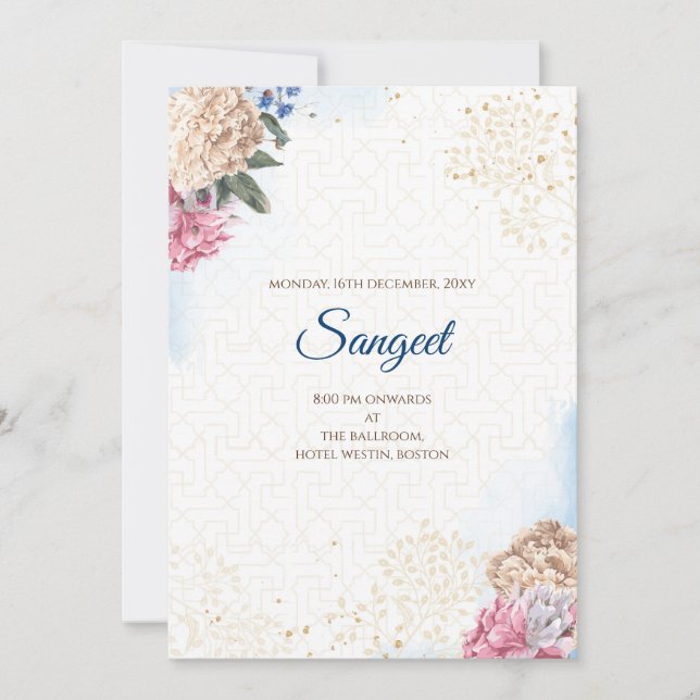 Indian Sangeet Einladung & indische Hochzeitkarten (Vorderseite)