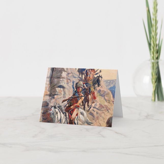 Indian Scouting Party, 1900 von Charles Marion Rus Dankeskarte (Vorderseite)