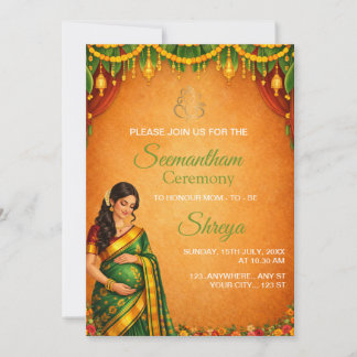 Indian Seemantham Ceremony Invitation Card Einladung