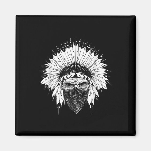 Indian Skull Rag , Indianerattoo, Zany Br Magnet (Vorne)