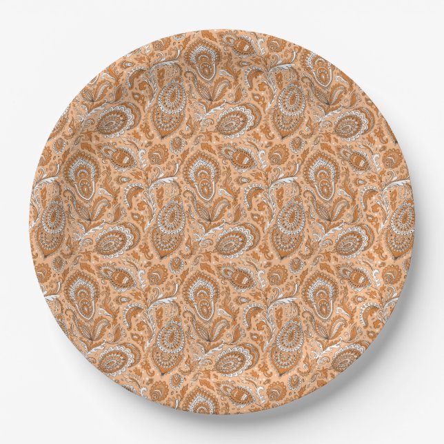 Indian style paisley floral seamless pattern pappteller (Vorderseite)