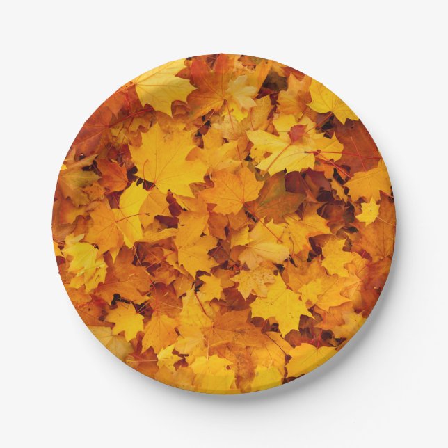 Indian Summer Golden Blätter Pappteller (Vorderseite)