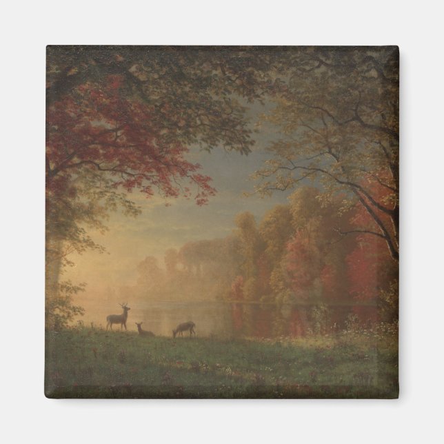 Indian Sunset Deer am See Magnet (Vorne)