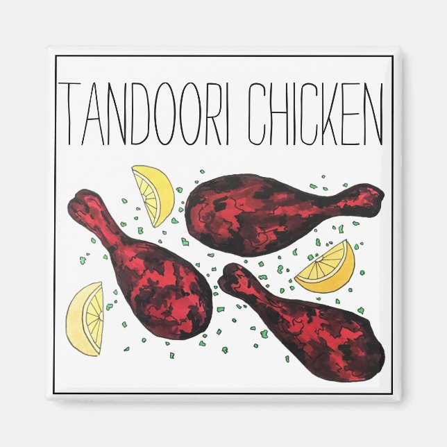 Indian Tandoori Chicken Food Illustration Art Magnet (Vorne)