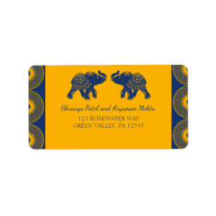 Indian Themed Elefanten bei Royal Blue Wedding Adressaufkleber