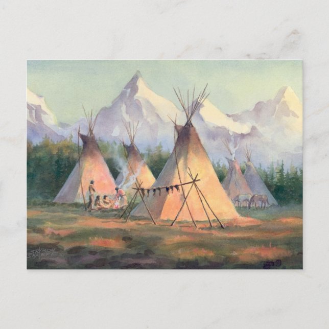 INDIAN TIPI CAMP by SHARON SHARPE Postkarte (Vorderseite)