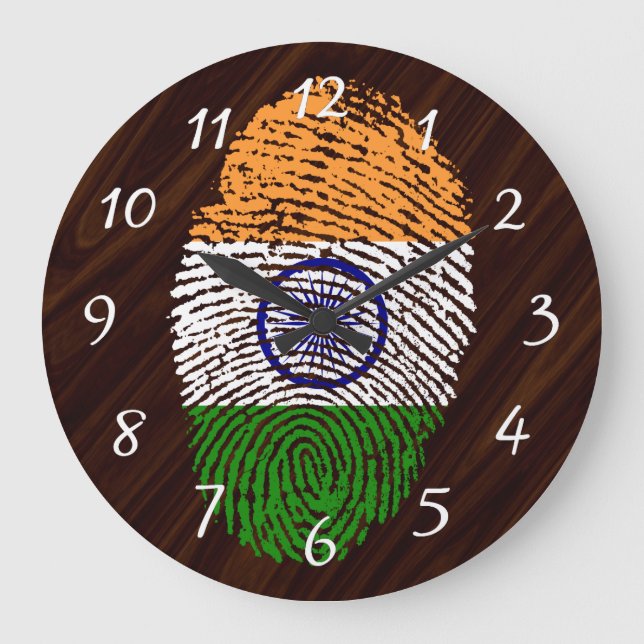 Indian touch fingerprint flag große wanduhr (Vorderseite)