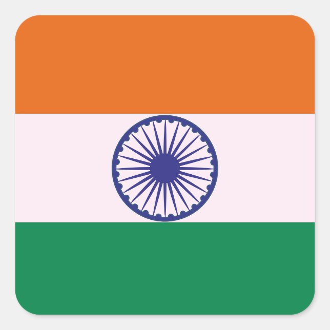 Indian Tricolor Tiranga Quadratischer Aufkleber (Vorderseite)