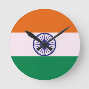 Indian Tricolor Tiranga Runde Wanduhr